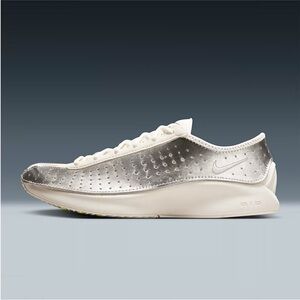 Nike Women's Metallic Silver and White Athletic Shoes